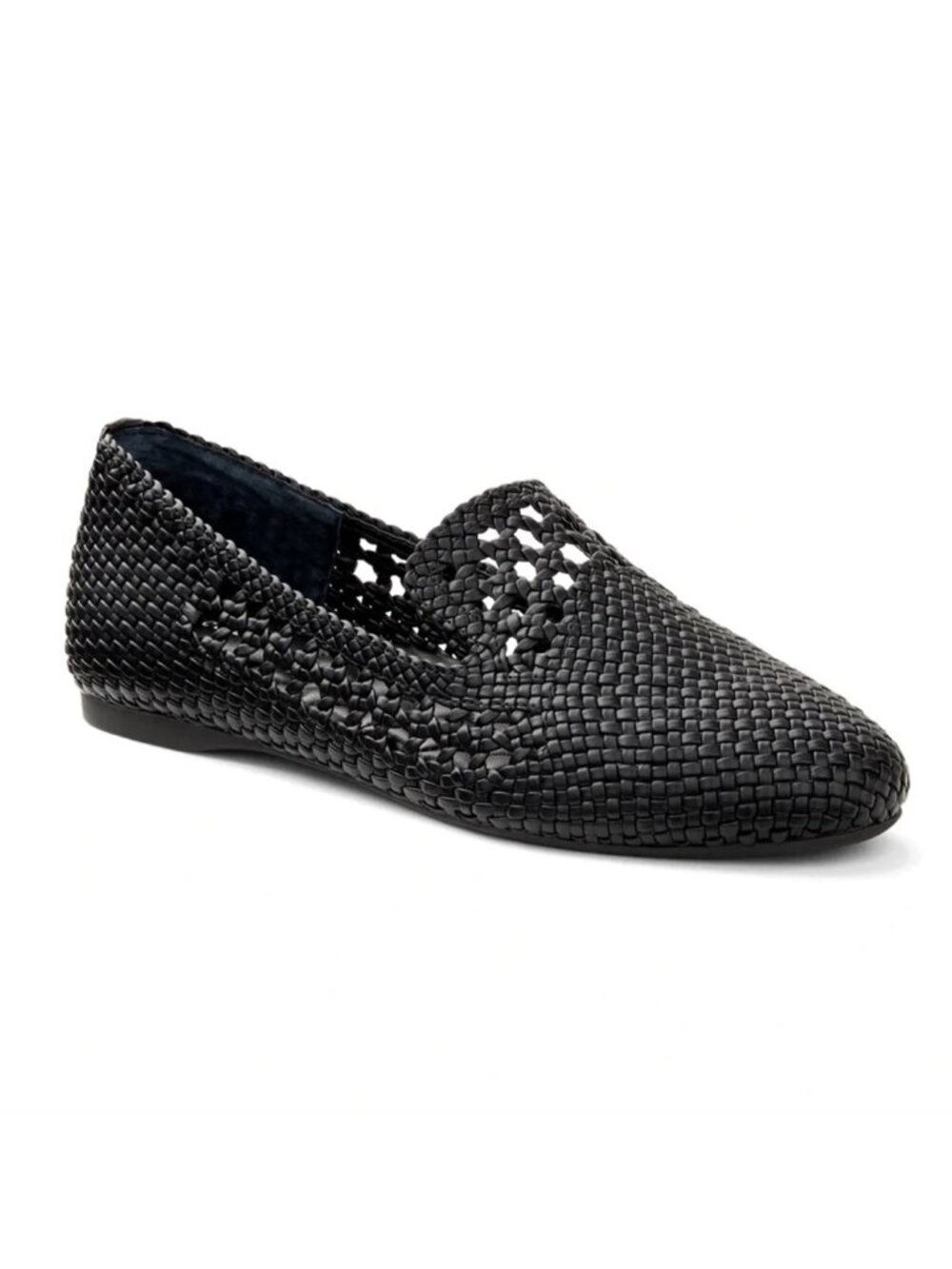 Birdies The Starling Openweave Cushion Vegan Black Faux Leather Loafers Flats, 8